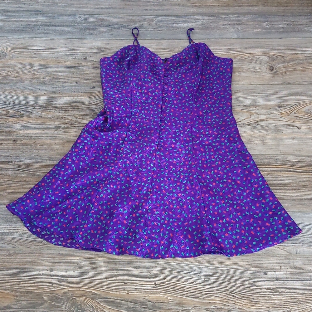 Vintage Silky Patterned Colorful VS Nightie Lingerie Flowy Mini Dress